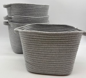 lot 204 image: Set of 4 Gray Fabric Storage Baskets