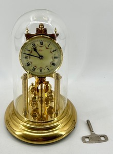 lot 212 image: Vintage Kieninger 400-Day Anniversary Clock with Glass Dome