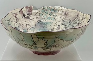 lot 225 image: Zufelt Handmade Abstract Ceramic Bowl with Hand-Glazed Design