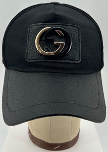 lot 228 image: Gucci-Inspired Faux Black Baseball Cap with Gold Logo
