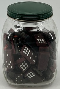 lot 238 image: Vintage Game pieces in Glass Jar