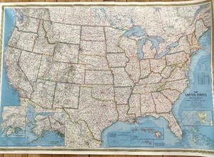 lot 242 image: Vintage 1976 National Geographic Map of the United States