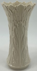 lot 265 image: Lenox Cream-Colored Ceramic Vase with Leaf Relief Design