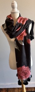 lot 271 image: Collection of Artistic Scarves and Hooded Poncho with Rose Design