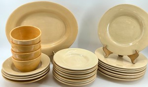 lot 273 image: Pottery Barn Beige Dinnerware Set - 25 Piece Collection