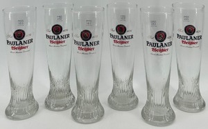 lot 281 image: Set of 6 Paulaner Weizenbierglaser Glasses 0.5L by Sahm