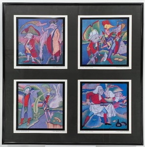lot 11A image: Framed Quad Set of Carnival at St. Petersburg by M. Chemiakin