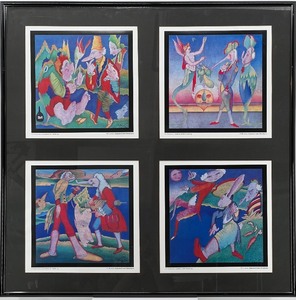 lot 11B image: Framed Set of 4 M. Chemiakin Carnival at St. Petersburg Prints