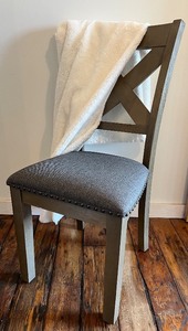 lot 305 image: Upholstered Dining Chair with White Threshold Throw Blanket