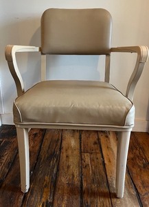lot 306 image: Mid Century Industrial Steel Armchair in Beige