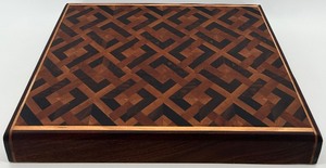 lot 283 image: Double-Sided Wooden Cutting Board with Geometric Inlay Design