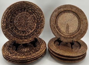 lot 287 image: Set of 8 Handwoven Rattan and Wicker Charger Plates