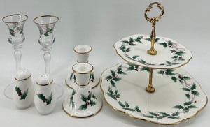 lot 311 image: Mikasa Holiday Tableware Set with Tiered Server and Candle Holders