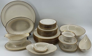 lot 313 image: Complete Set of Vintage Fine China Dinnerware with Gold Trim