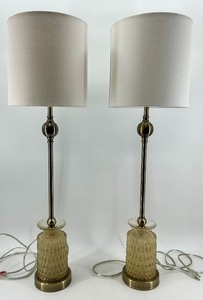 lot 326 image: Pair of Vintage Utmost Cut Glass and Brass Table Lamps