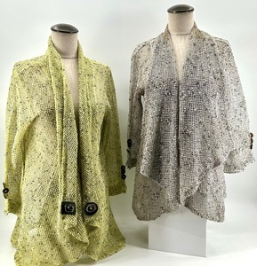 lot 322 image: Set of 2 Lulu-B Lightweight Mesh Cardigans with Unique Buttons