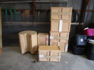 lot 55 image: (7) Misc (New) Oak Cabinets