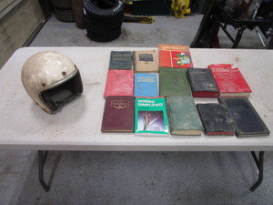 lot 141 image: Vintage Helmet & Books
