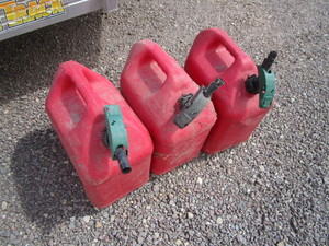 lot 212 image: (3) 5gal Gas Jugs
