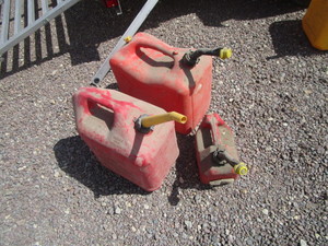 lot 213 image: (2) 5gal (1) 1gal Gas Jugs