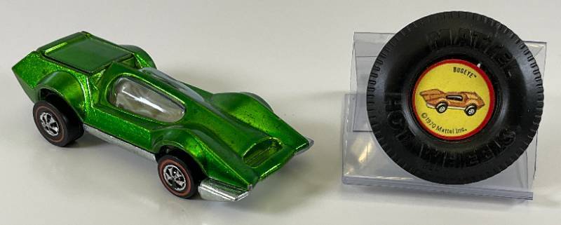 lot 1 image: 1970 REDLINE Hot Wheels Bugeye Transparent Green With Button Super Nice Condition