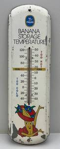 lot 28 image: Vintage Heavy Metal CHIQUITA Banana Storage Temperature Thermometer 8 W x 27 H