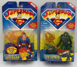 lot 42 image: 1996 Kenner SUPERMAN & Lex Luther Action Figures (NIB)