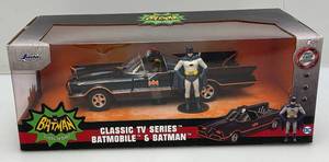 lot 125 image: JADA Classic TV Series Batmobile & Batman Die Cast Collectible (NIB)
