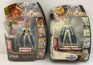 lot 140 image: Misc. Collectible MARVEL Legends Diamond Emma Frost & Emma Frost Action Figures (NIP)