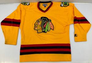 lot 240 image: Vintage Starter Brand NHL Chocago Blackhawks Jersey Size L