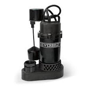 lot 19 image: Everbilt 14 HP Aluminum Submersible Sump Pump Vertical Switch    Customer Returns See Pictures