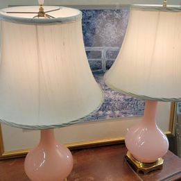lot 18 image: Pink Opaline Lamps