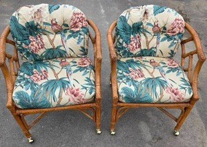 lot 12 image: A Pair of Henry Link Rattan Chairs
