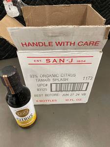 lot 14 image: AL 3 - San-J Organic Citrus Tamari Splash Ponzu with Yuzu - 6 Bottles