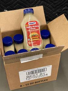 lot 17 image: Case of 8 Kraft Smoky Hickory Bacon Flavored Aioli Bottles