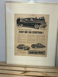 lot 35-F2025 image: 1950 buy better Buick advertisement full page framed matted 20 inches tall 16 inches wide by