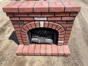 MCM 1950's Fiberglass Full Size Faux Brick Electric Fireplace with Fake Logs & WORKING Sears Roebuck 110/120 Volt 1500-1650 Watt Forced Air Electric Heater *Extra Ship Cost