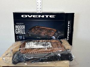 lot 48-F2025 image: New in box Ovi ENTE nonstick indoor grill 1000 W 13 x 10 plate surface thermostat control