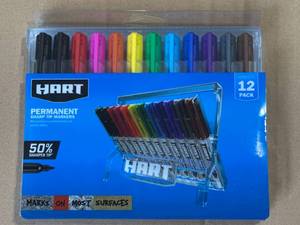 lot 6 image: New Hart 12pk (construction) Permanent Markers Set ($19.94 Retail)
