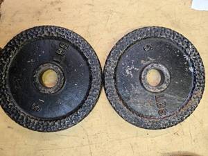 lot 59 image: A Pair of 5LB -One -Inch Weight Plates (USED)
