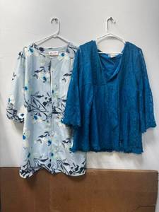 lot 104 image: Lots of Ladies Tops, Dresses and Apparel- (NEW) - Size L, Brand Indigo Thread and Jorge Perez