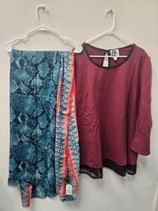 lot 17 image: Lots of 2 Womens Wears (NEW) AB Blouse Size 3X and a Head Wrap Scaff