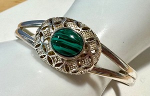 lot 11G image: Sterling Silver and Malachite Bracelet