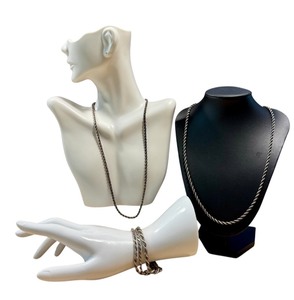 lot 45G image: Collection of Rope Style Sterling Silver Chains and Bracelets