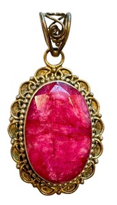 lot 7G image: Stauer Ruby Pendant with Sterling Silver Setting
