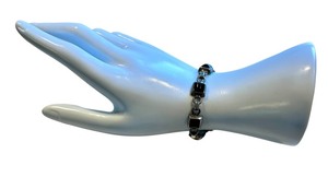 lot 8G image: Vintage Sterling Silver and Onyx Bracelet, 7.5 Inch