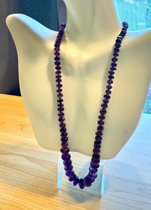 lot 55G image: Amethyst Bead Necklace with Adjustable Length 19-21 Inches