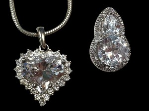 lot 60G image: Stauer Sterling Silver Necklace and Pendant Set with Cubic Zirconia