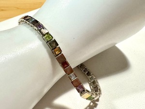 lot 65G image: Sterling Silver Multi Gemstone Bracelet, 7.5 Inches