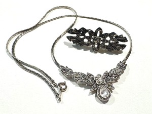 lot 70G image: Marcasite Style Fashion Jewelry Necklace and Brooch Set